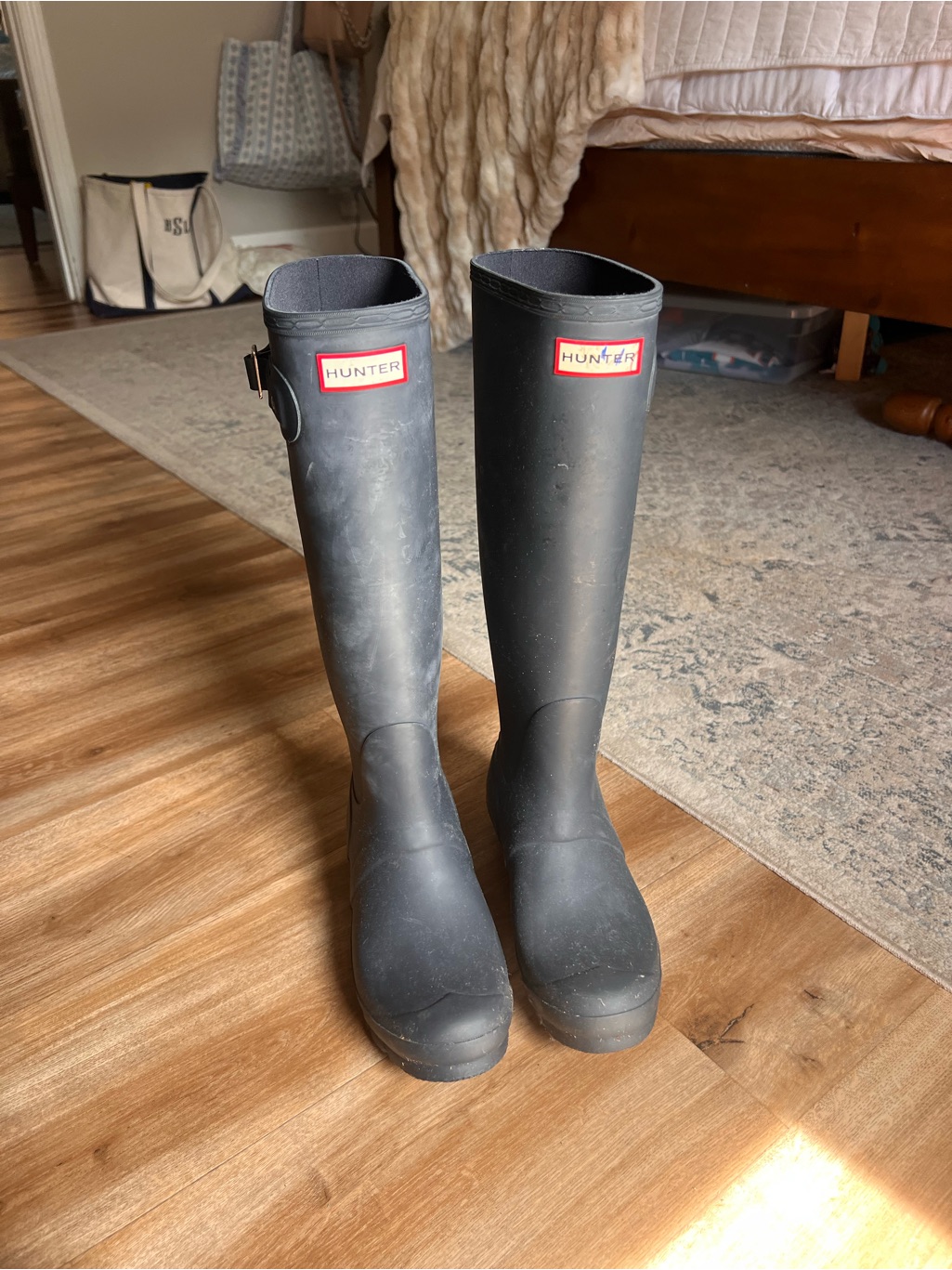 Hunter Black Rain Boot Interior With Gold Accents